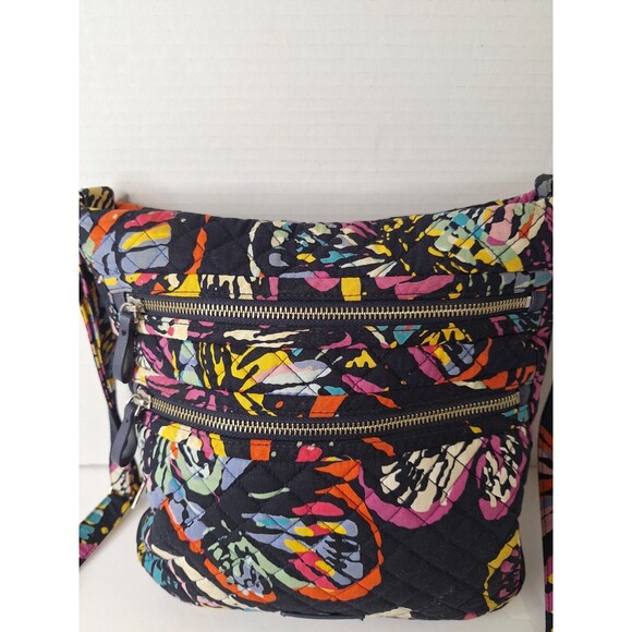 VERA BRADLEY Iconic Triple Zip Hipster Crossbody Purse Handbag Cotton Floral - Picture 4 of 12